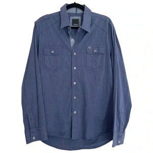 7 Diamonds Long Sleeve Button Down Blue Chest Pockets